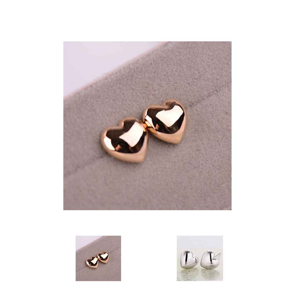 1 Pair Women Heart Shape Ear Glossy Jewelry Ears Small Studs Earrings Stud Trendy Piercing Party Simple Female