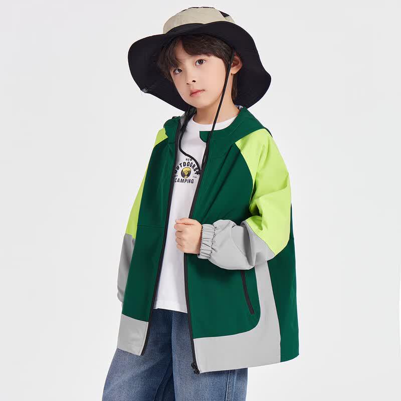 Boys' Color-Block Hooded Casual Jacket