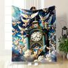 Angel Clock Tower Blanket Printed Blanket for Living Room Bed Couch Lunch Break Soft Cozy Blanket for Friend's Festival Gift