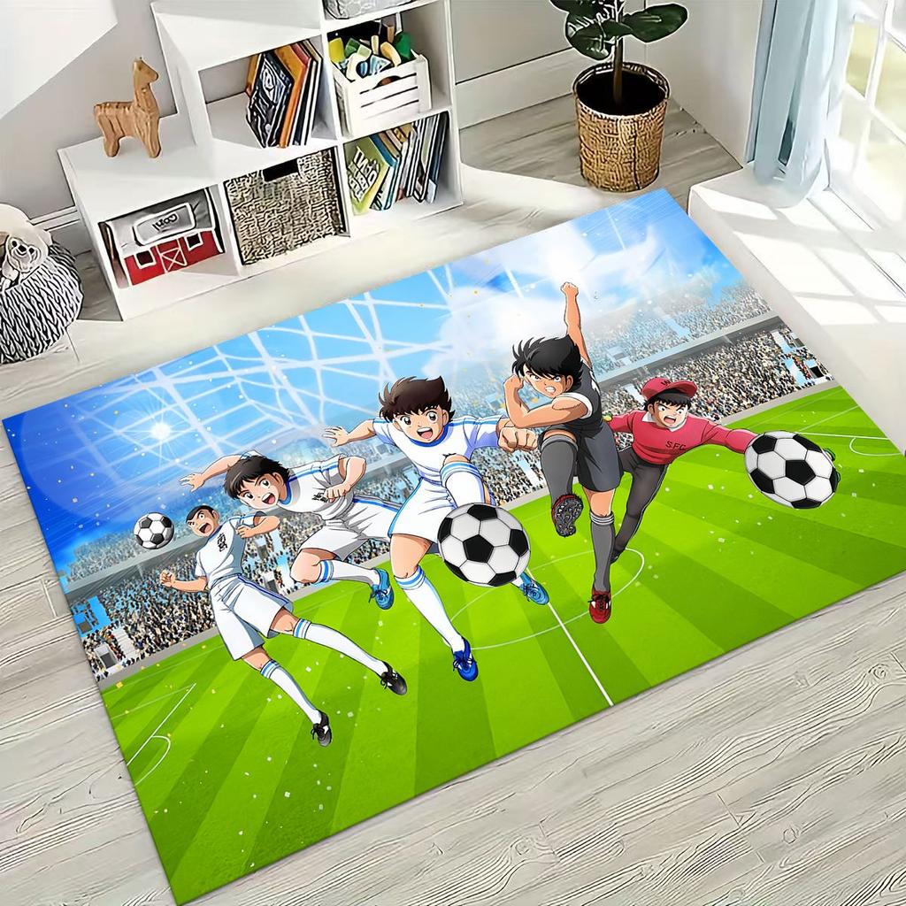 Captain Ozora Tsubasa Cartoon Football Rug for Bedroom Living Room Sofa Home Doormat Decor, Large Kids Play Non-slip Floor Mat