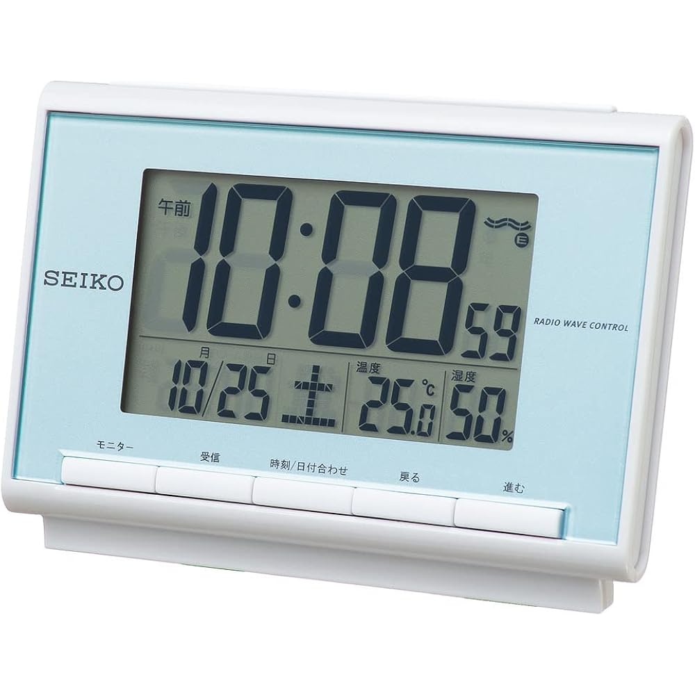 Seiko Clock Seiko Alarm Clock Radio-Controlled Digital Calendar Temperature and Humidity Display ...