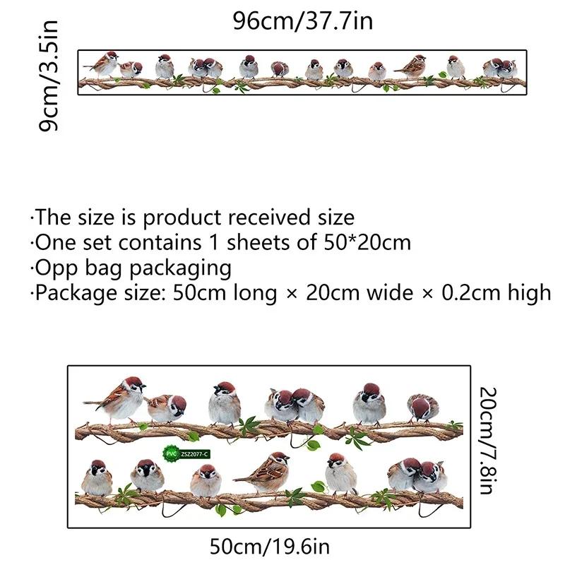 Kreslený Ratanový Pták Nástěnná Samolepka Odnímatelné Nástěnné Nálepky do Dětského Pokoje Řada Ptáků Sedí na Vinné Révě Obývací Pokoj Domácí Dekorace