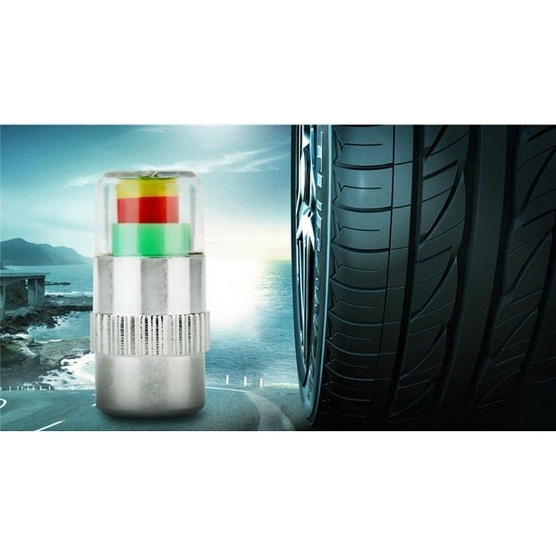 4Pcs Auto Reifen Ventil Kappe Reifendruck Tabelle Reifen Manometer Reifendruck Überwachung Warnung Kappe