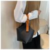 High Capacity Contrast Color Bucket Shoulder Bags  New Women's Basket Top Handle Bags Casual Commuter PU Leather Handbags