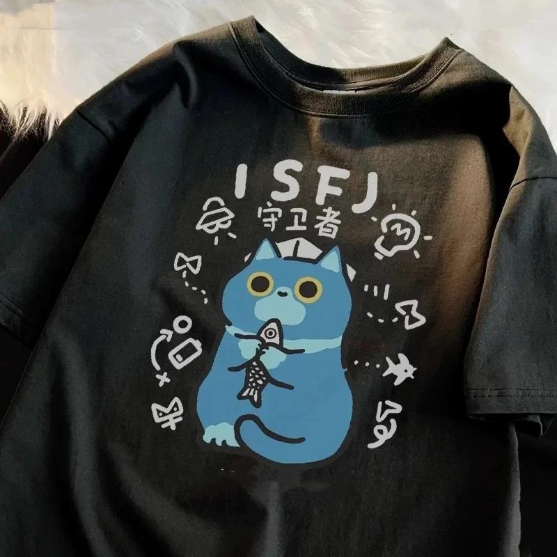 Summer Spring Unisexs Printed Short Sleeved Tshirt Fun Cat Tshirt Breathable Soft Fashion Cool Street Tshirt Y2k