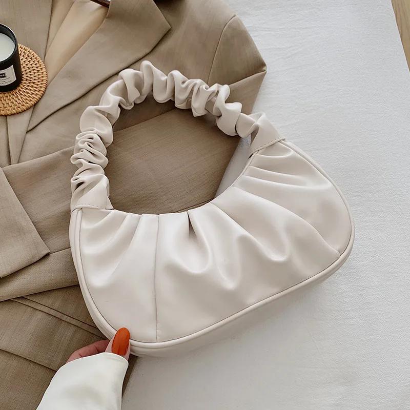 Gekräuselte Wolken-Tasche Nischenstil, Damen vielseitige Schultertasche, modische Achsel-Hand-Doppelnutzungstasche