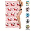 1pc Sanrio Hello Kitty Pink Stripe Print Beach Towel Polyester Quick Dry Lightweight Soft Towel for Swimming Surfing Camping Tra