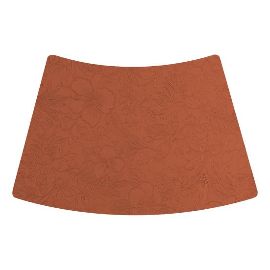 Artificial Leather Placemats Oil Resistant Chinese Style Engraved Flower Pattern Fan-Shaped Placemats Dining Table Decor
