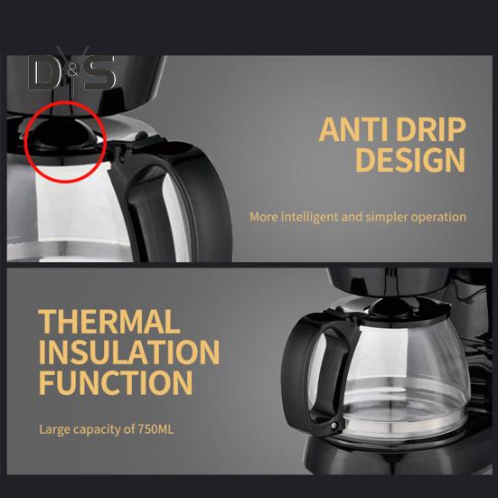 Taşınabilir Kahve Makinesi Büyük Kapasiteli Damlama Önleyici Otomatik Kapanma Kolay Temizlenebilir Yeniden Kullanılabilir Filtre Kahve Makinesi Mutfak Aksesuarları