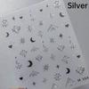 Gold Silver Love Star Moon Geometric Lines Necklace Stamping Retro Soft Self Adhesive Nail Art Sticker Manicure Decal