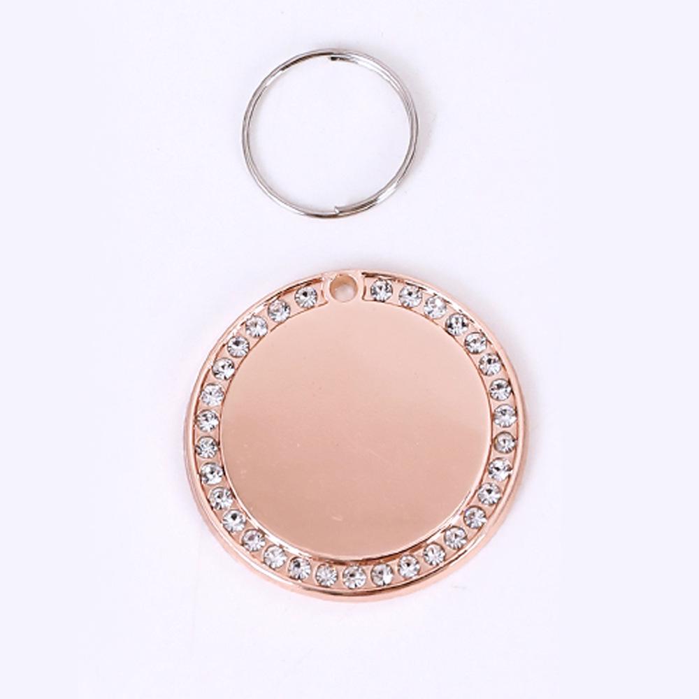 Heart-Shaped Rhinestone Pet ID Tag - Zinc Alloy, Engravable for Cats & Dogs