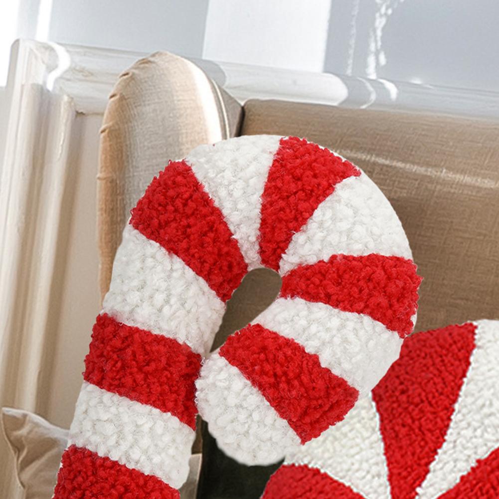 14 Inch Christmas Candy Cane Pillow for Sofa Bed Lollipop Plush Pillow Soft Fluffy for Bedroom Living Room Winter Home Decoratio
