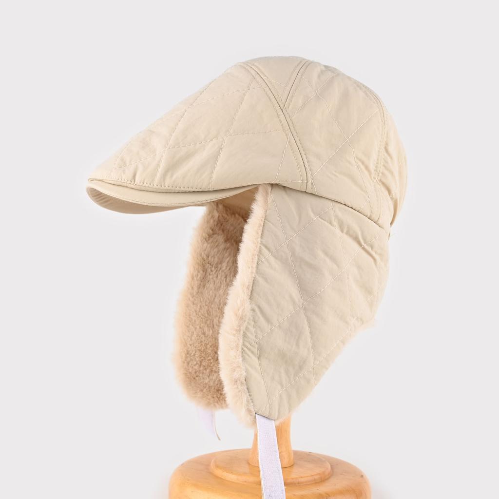 Autumn and Winter Plush Forward Hat, Male and Female Tide Thickened Warm Ear Protection Cotton Hat, Two Wearing Pilot Caps