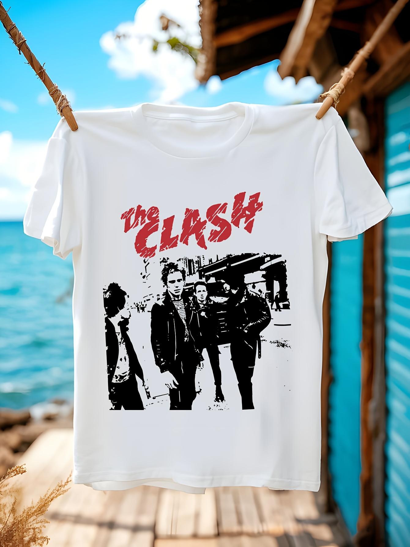 Corlorful Kawaii The Clash Oversized T-shirt - Vintage Band Graphic Tee with Red & Black Print XXXXL