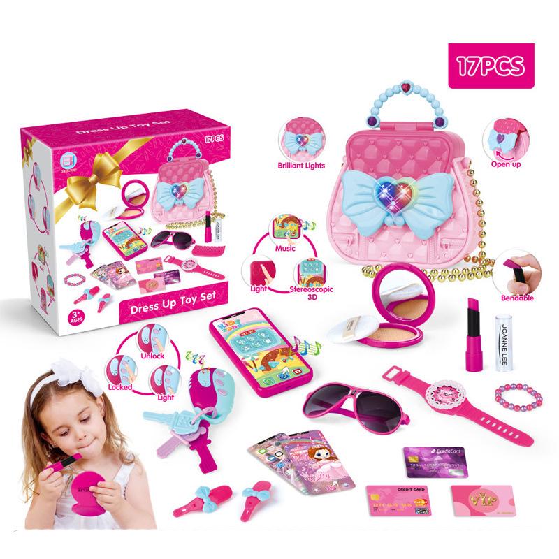 

Kids Pretend Play Makeup & Jewelry Handbag Set