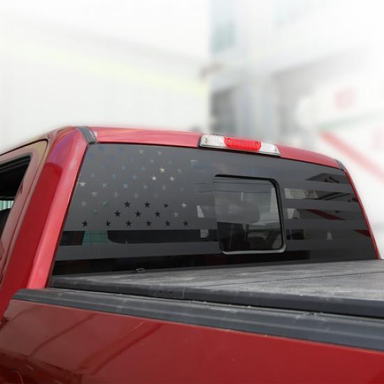 Rear Window Decor Sticker Decal Trim for Ford F150 2015- Black N Flag