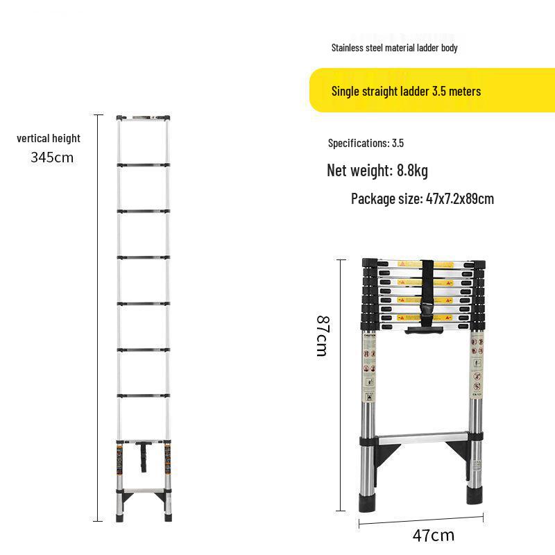 Stainless Steel Telescopic Aluminum Alloy Folding Step Ladder