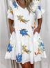 2025 European and American Women's Ruffle Pocket Printed Dress