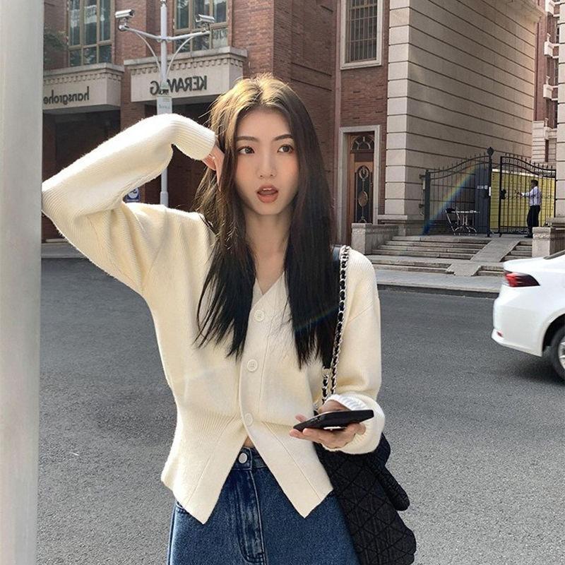 

French Gentle White Knitted Cardigan Women s Spring and Autumn Top Lazy Style Waisted Short Sweater Shawl Jacket L бежевий