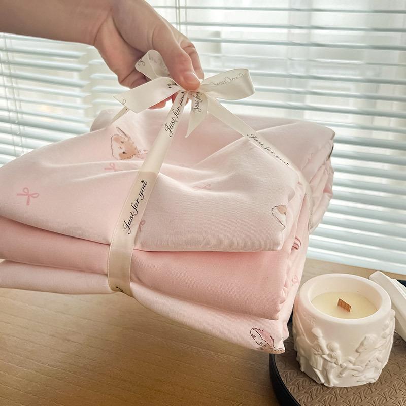 Class A Knitted Cotton Washed Double Yarn 4-piece Set Of Small Floral Comforter Set Hosiery Style