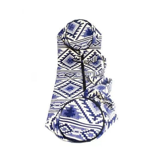 Сумка для йоги, Yoga Bag Dark Blue and Beige, Handmade, MYINDIA