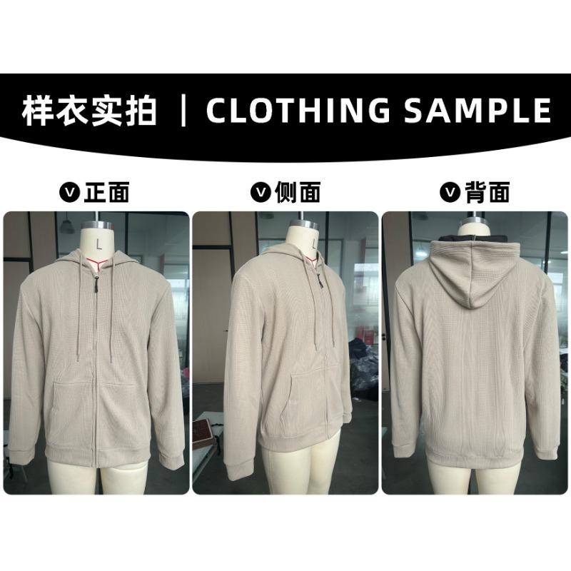 Men S Jacquard Hooded Zip Up Loose Casual Sport Sweatshirt
