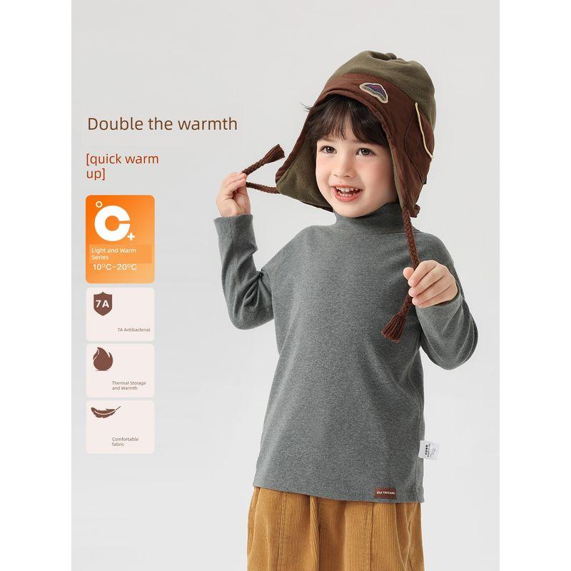 Right European Style Boys' Half-High Collar Base Layer Shirt 2025 Winter New Baby Inner Wear Warm Long-Sleeve T-Shirt Children's Clothing