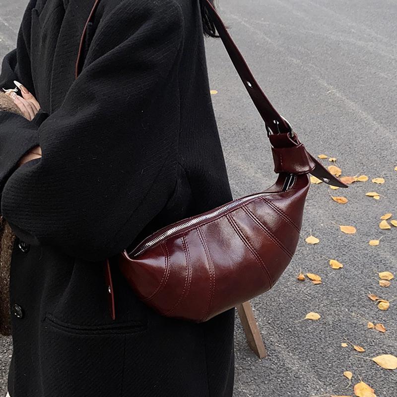Crescent Shoulder Bags For Women Winter New Crossbody Bag Soft PU Leather Large Capacity Shopper Tote Hobo Bag