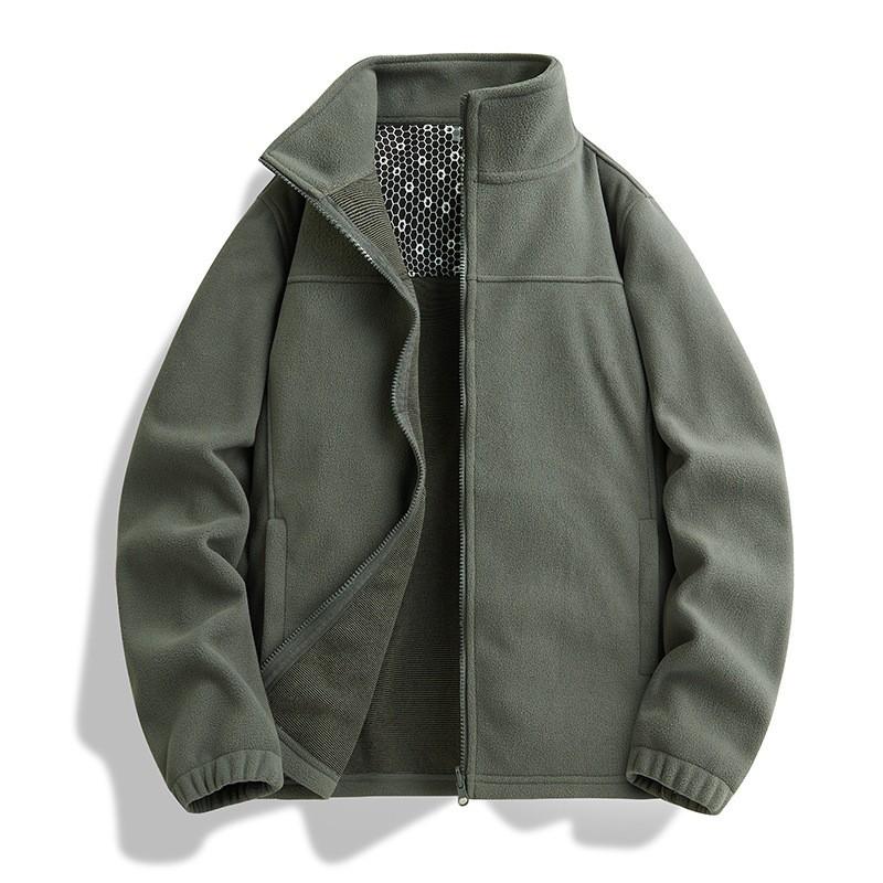 Unisex Fleece Jacket Winter Warm Outerwear Oversized Fit Soft Brushed Polar Hoodless Coat
