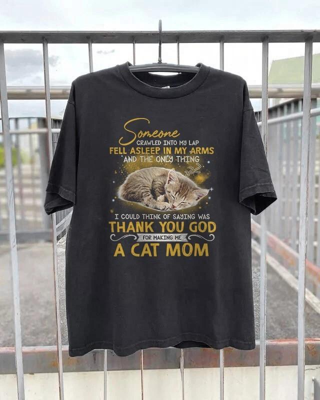Thank You God For Making Me A Cat Mom Cat Lover Black Heavy Cotton T-Shirt S