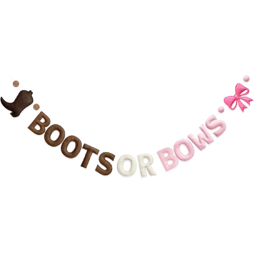 Pink Bow Baby Shower Decorations Pre-Strung Handmade Felt Welcome Baby Sign with Wool Felt Ball Banner for Welcome Home It's a Girl Coquette Baby