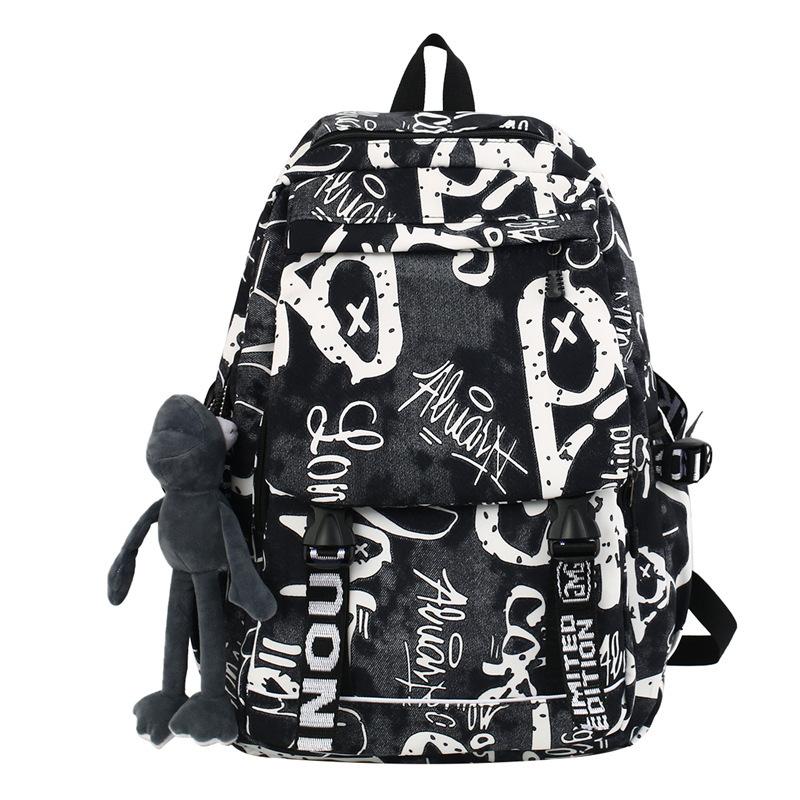 Mode Automne Cartable Personnalité Féminine Camouflage Graffiti Couple Sac à Dos Grande Capacité Sac à Dos Étudiant Masculin