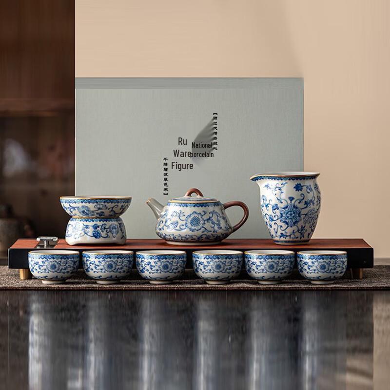 Tao Ding Xuan Blue & White Ru Kiln Porcelain 10-Piece Tea Set