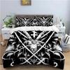 Horror House Duvet Cover Set Art Pentagram Goat Skull Devil Dream Hooded Exorcist Image Decorative Bedding SetKing Size Blue