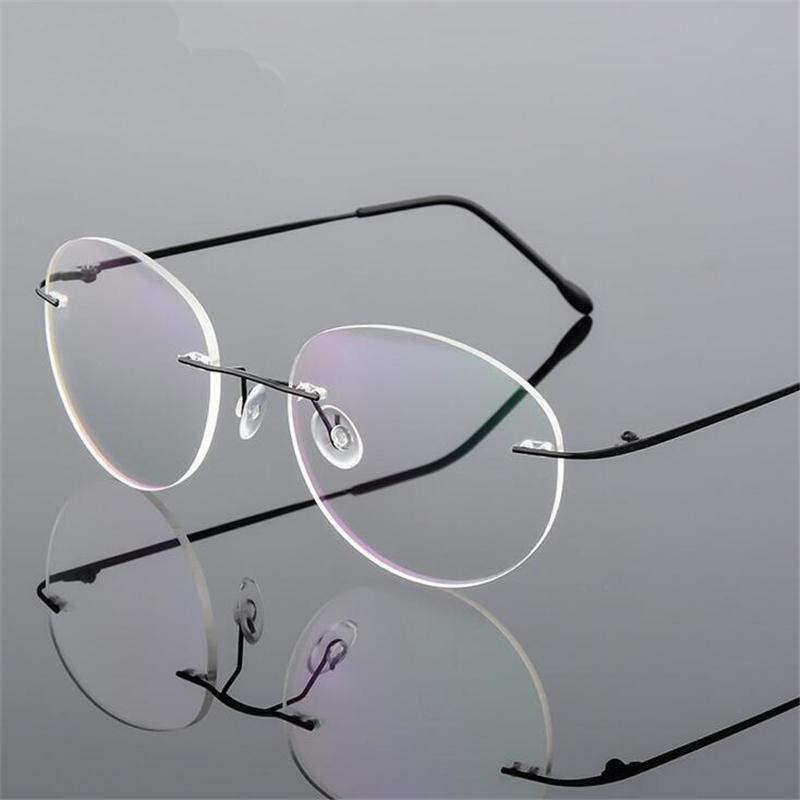 Framless Round Myopia Glasses Finished Women Men Ultra-Light Rimless Shortsighted Prescription Eyeglasses 0 -0.5 -0.75 To -6.0