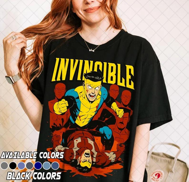 2026 Invincible Comic Anime Men's Mark Grayson T Shirts Omni-Man T Shirt Short Sleeve Cotton H