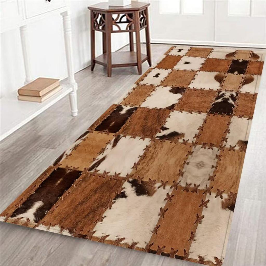 Západní patchwork s potiskem kravské srsti Kuchyňská rohožka Rohožka přede dveře Domácí dekorace Podložka na podlahu do ložnice Protiskluzová podložka pod nohy do koupelny Domácí dekorace