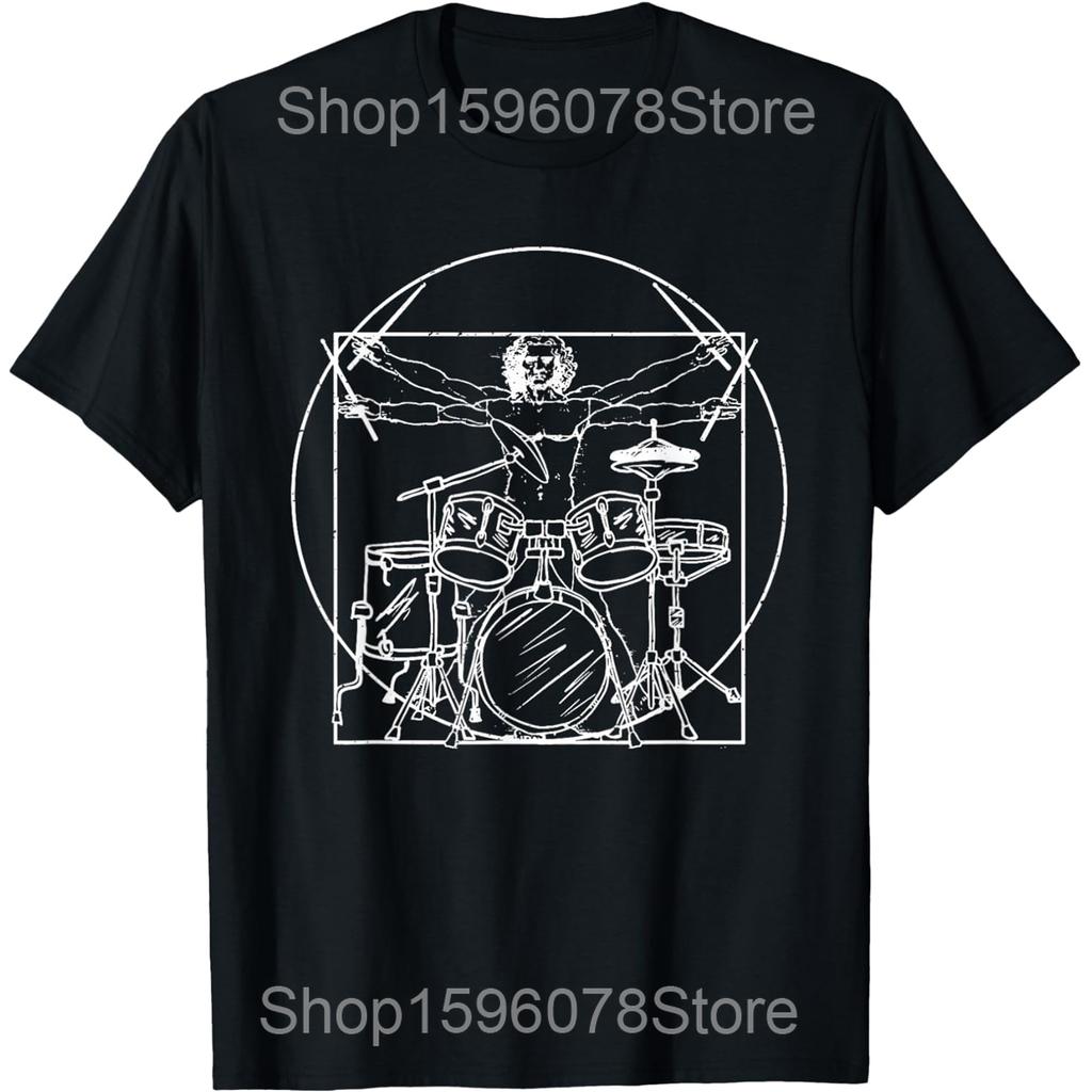 Skeleton Drummer Drums Gift Drawing Present Music T Shirts Men Cotton Humor Streetwear Tee Short Sleeve Unisex Loose Clothing
