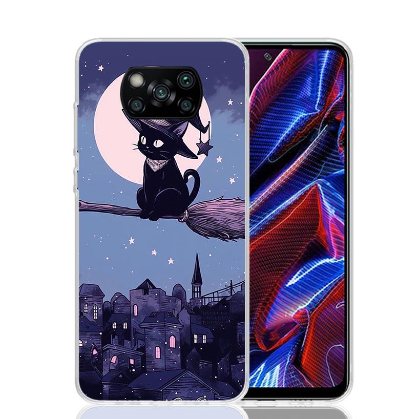 Witch And Cat Colorful Cute Case Phone Cover for Xiaomi Redmi Note 10 9 9S 8 8T 7 5 Pro Mi 12T 11T 10T 9T 12 11 Lite A3 A2 Trend