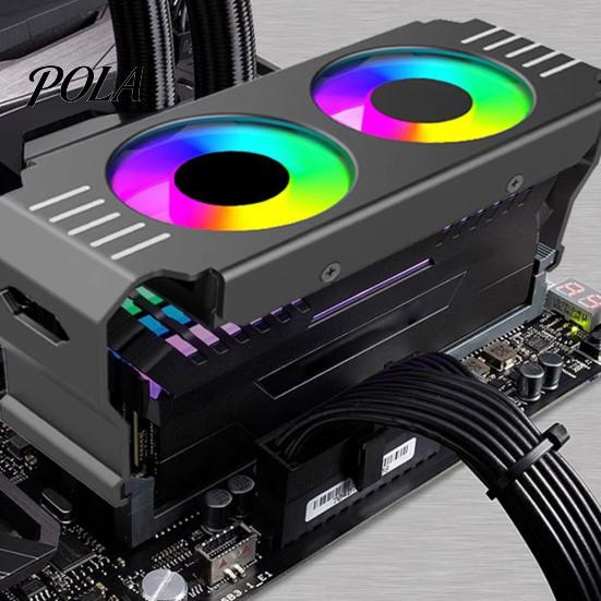 Computer RAM Heatsink Dual Cooling Fans 13.5 CFM ARGB Aura Sync PWM Temperature Reeplament Control DDR4/5 Desktop PC Memory Module Aluminum