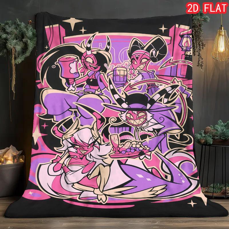 Helluva Boss Moxxie & Millie Flannel Blanket, Soft Throw for Kids Bedroom 80cm x 120cm