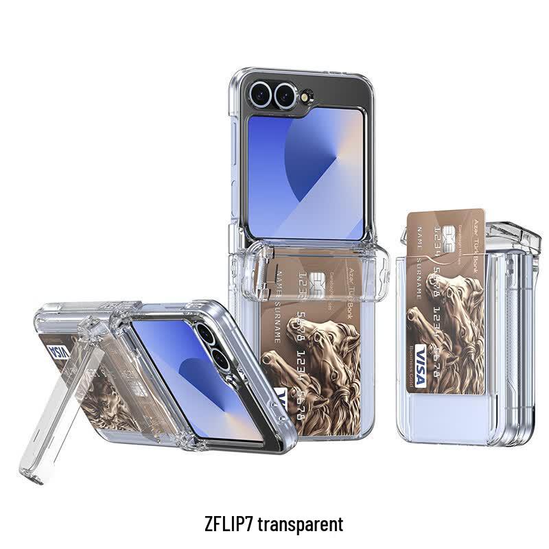 CAXITON Прозрачный чехол-кошелек для Samsung Z Flip7 с защитой шарнира