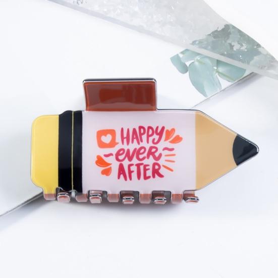 Women Hair Claw Heart Pattern Pencil Shape Hair Clip Back Head Shower Shark Hair Claw Back To School Hair Accessories