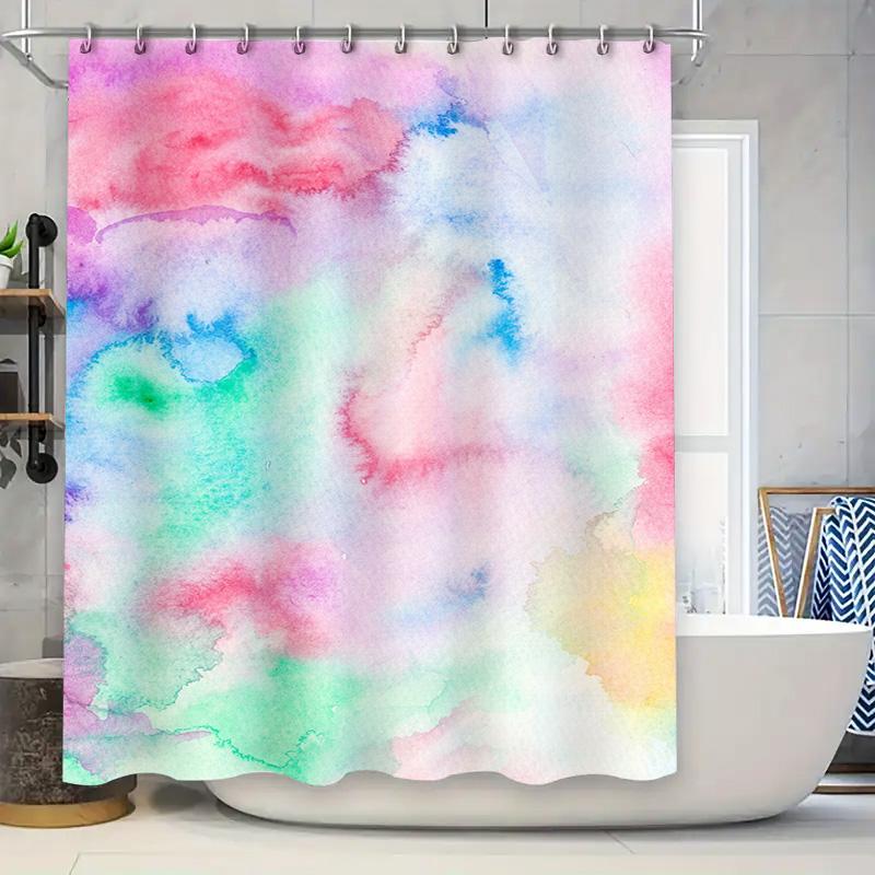 

Bath Curtain Waterproof Beach Print Home Decor Decoration Waterfall Shower Curtain White Blue Design Shiny Texture Washable Bath W60H190(CM)-1 Pcs