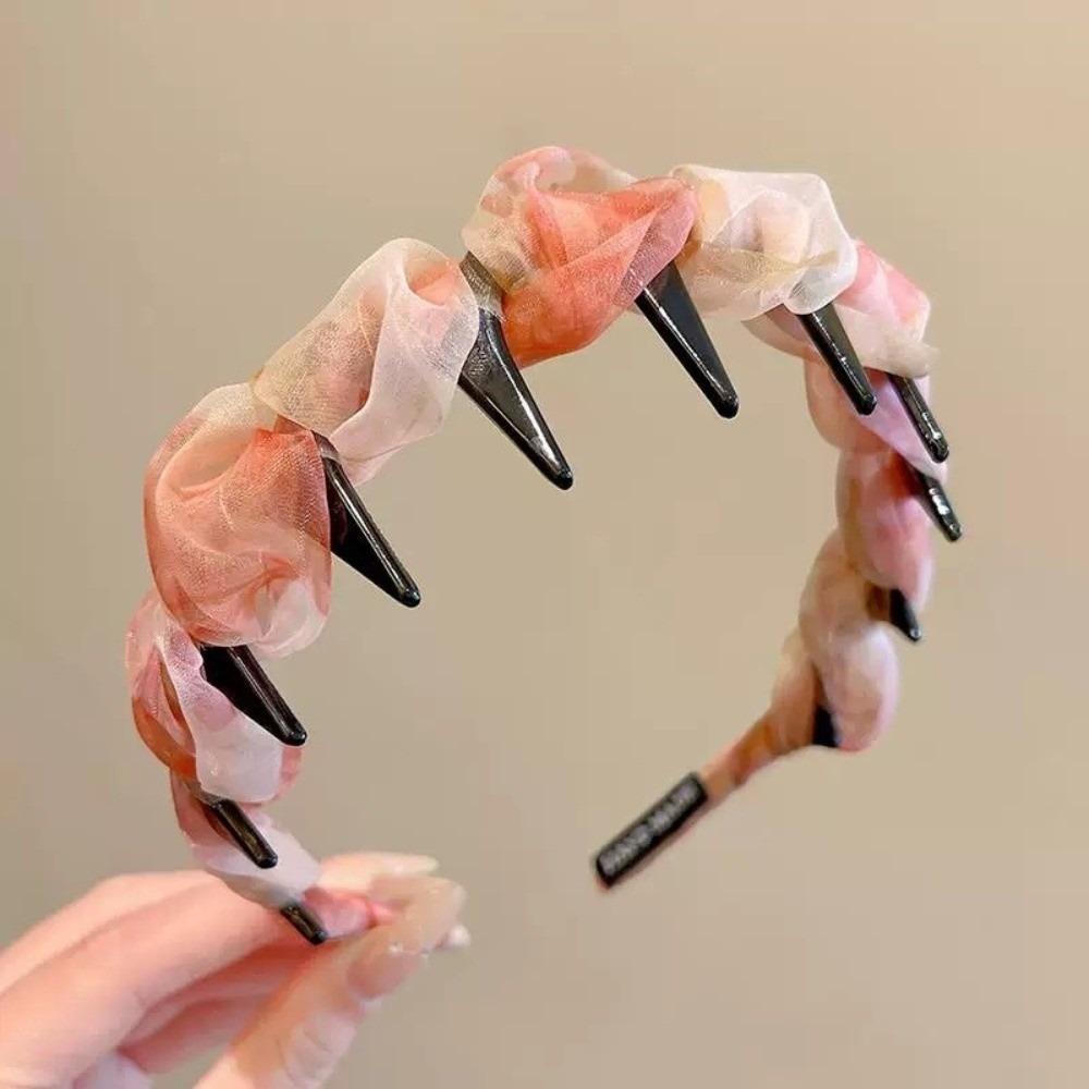 Gefalteter Haarreif Spitzen-Netz-Haarkamm Mode-Haarband für Damen Mädchen