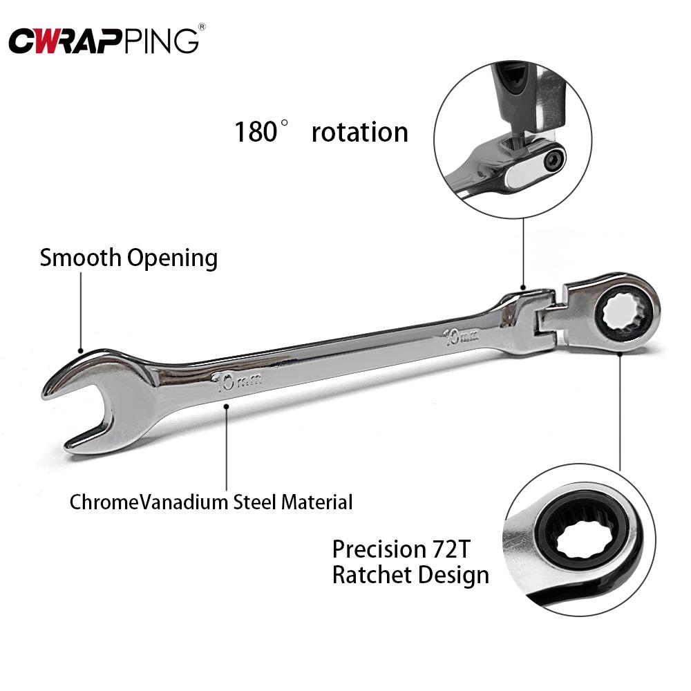 Handheld Wrench Kit 72 Tooth Ratchet Multi-size Double-head Adjustable Chrome Vanadium Steel Wrench Tire Repair and Removal Tool