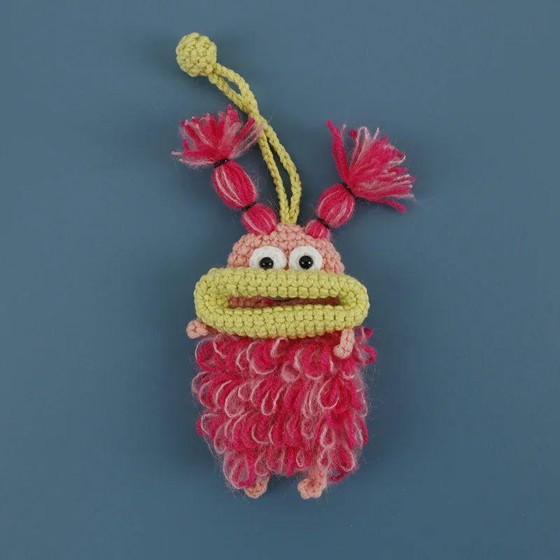 Lustige Häkel-Schlüsselanhänger Stricken Niedliche Wurstmund-Puppe Schlüsselhalter Nützliche Gestrickte Aufbewahrungstasche Schlüsselanhänger Für Autoschlüssel Großhandel