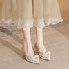 6658-22 Pointed Thin Heels High Heels 2025 New Summer Fashion Versatile Rhinestone Rear Empty Sandals