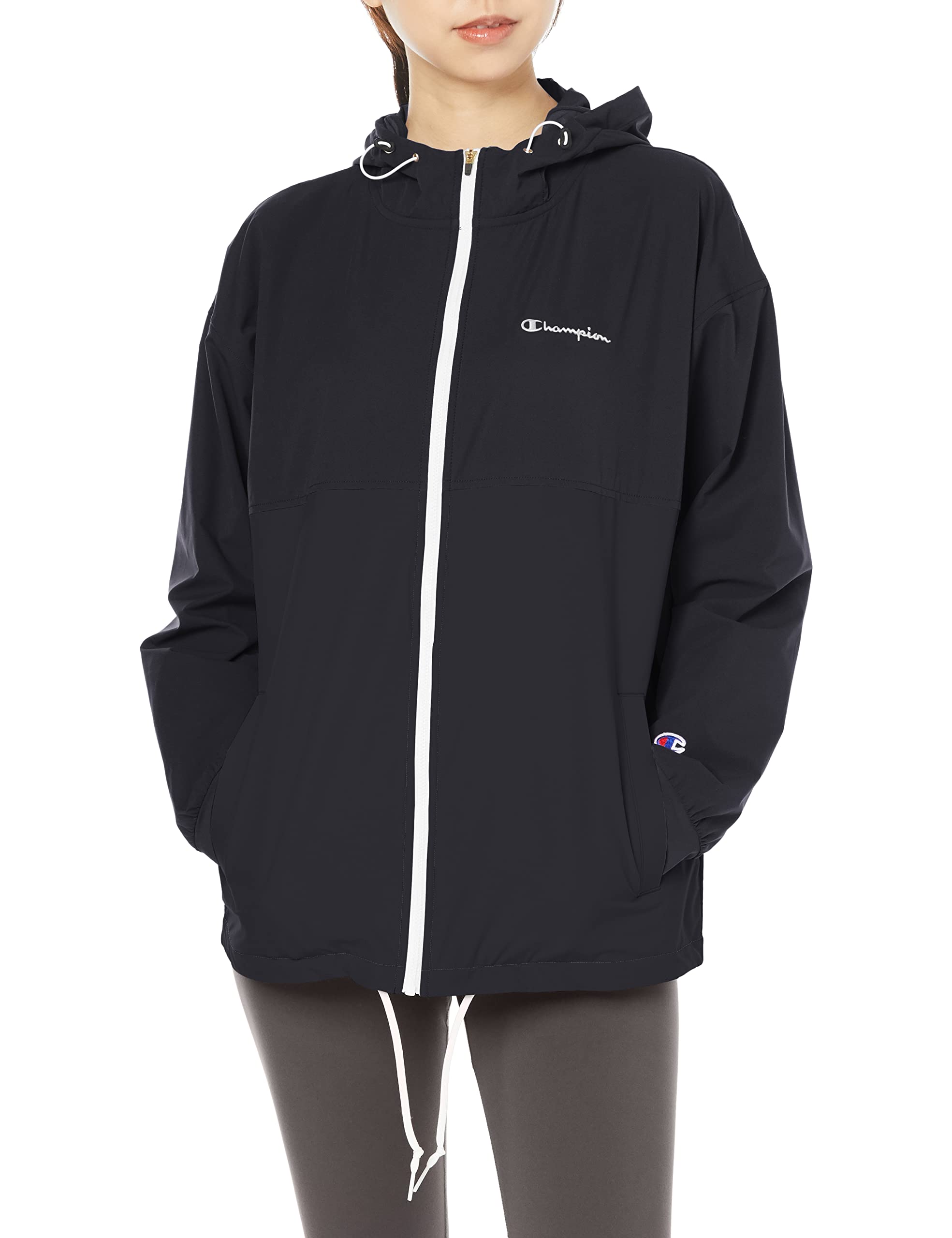 

Champion Sports Куртка стрейч с длинным рукавом с надписью Размер Размер L Женская Водоотталкивающий Логотип, CW-XSC03, Черный, чёрный