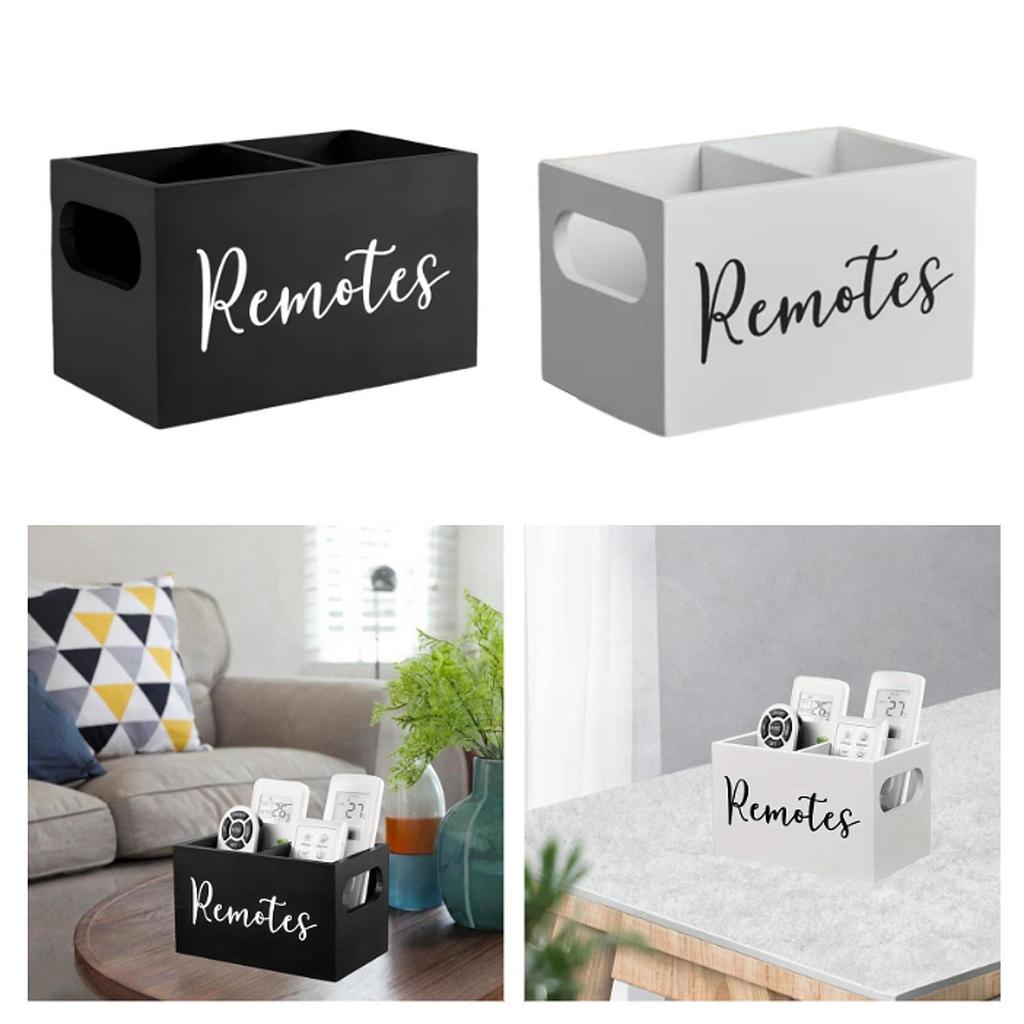Remote Control Holder Remote Box with 2 Slots Wooden TV Remote Holder for Table for Bed Living Room Office Bedside Table Couch